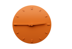 Minimal Orange clock quarter to Three o'clock abstract Minimalist wall clock Two forty five 3d Illustration png
