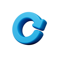 Blue refresh circle arrows icon Update symbol 3d illustration png