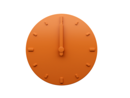 Minimal Orange clock Twelve 12 o'clock abstract Minimalist wall clock 3d Illustration png