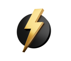 ThunderBolt Logo Design Concept in a Black Circle 3d illustration png