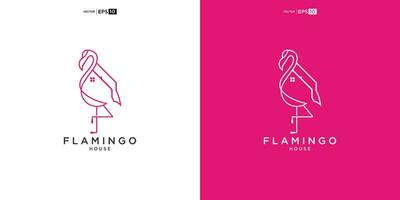 flamingo with House for Home Real Estate Residential Mortgage Apartment Building Logo Design vector