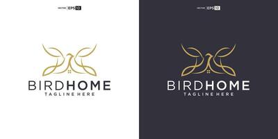 pájaro casa logo diseño icono vector silueta ilustración