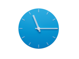 Minimal Clock time quarter past eleven o'clock or Eleven Fifteen 3d illustration png