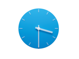 Minimal Clock time Half Past 3 o'clock or Three Thirty 3d illustration png