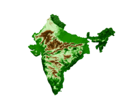 mapa topográfico da índia 3d mapa realista cor ilustração 3d png