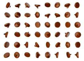 Scattering of tasty chocolate chips 3d illustration png