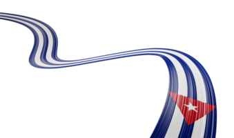 Cuba or Cuban flag wavy abstract ribbon. 3d illustration. png