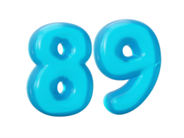 Blue jelly digit 89 Eighty Nine Jelly colorful alphabets numbers for kids 3d illustration png