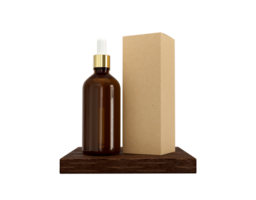 Dropper bottle with cardboard packaging box mockup with mockup. 3d illustration png