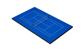 bleu tennis tribunal Couper dehors, 3d illustration png