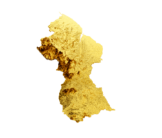 Guyana carta geografica d'oro metallo colore altezza carta geografica 3d illustrazione png
