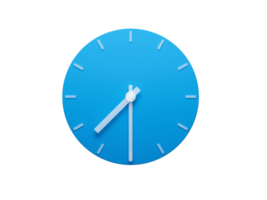 Minimal Clock time Half Past 7 o'clock or Seven Thirty 3d illustration png