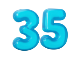 bleu gelée chiffre 35 30 cinq gelée coloré alphabets Nombres pour des gamins 3d illustration png