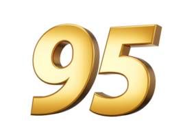 3d Shiny Gold Number 95, Ninety Five 3d Gold Number, 3d illustration png