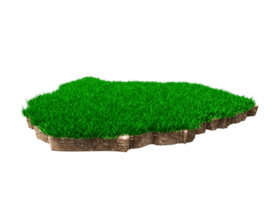 Zimbabwe map soil land geology cross section with green grass and Rock ground texture 3d illustration png