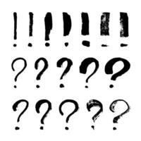 Hand drawn ink question and exclamation mark illustration in sketch style. Elements for design vector