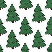 Seamless pattern with geometric minimal scandinavian Christmas tree doodle for decorative print, wrapping paper, greeting cards and fabric vector