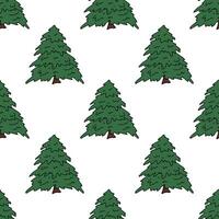 Seamless pattern with geometric minimal scandinavian Christmas tree doodle for decorative print, wrapping paper, greeting cards and fabric vector