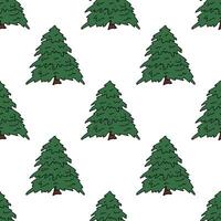 Seamless pattern with geometric minimal scandinavian Christmas tree doodle for decorative print, wrapping paper, greeting cards and fabric vector