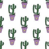 Seamless pattern with cactus doodle for decorative print, wrapping paper, greeting cards and fabric vector