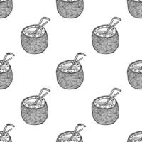 Seamless pattern with coconut doodle for decorative print, wrapping paper, greeting cards, wallpaper and fabric vector