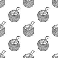 Seamless pattern with coconut doodle for decorative print, wrapping paper, greeting cards, wallpaper and fabric vector