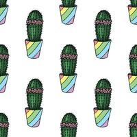 Seamless pattern with cactus doodle for decorative print, wrapping paper, greeting cards and fabric vector