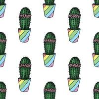 Seamless pattern with cactus doodle for decorative print, wrapping paper, greeting cards and fabric vector