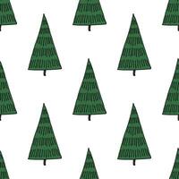 Seamless pattern with geometric minimal scandinavian Christmas tree doodle for decorative print, wrapping paper, greeting cards and fabric vector