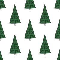 Seamless pattern with geometric minimal scandinavian Christmas tree doodle for decorative print, wrapping paper, greeting cards and fabric vector