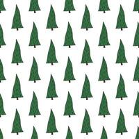 Seamless pattern with geometric minimal scandinavian Christmas tree doodle for decorative print, wrapping paper, greeting cards and fabric vector
