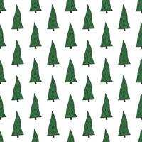 Seamless pattern with geometric minimal scandinavian Christmas tree doodle for decorative print, wrapping paper, greeting cards and fabric vector