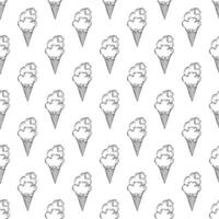 Seamless pattern with ice cream doodle for decorative print, wrapping paper, greeting cards, wallpaper and fabric vector