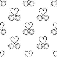 Seamless pattern with cherry doodle for decorative print, wrapping paper, greeting cards, wallpaper and fabric vector