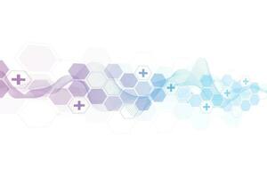 Abstract hexagonal molecular structures in technology background and science style. Medical design. Vector illustration