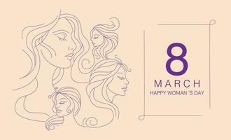 Women's day banner , 8 march, minimal line, vector