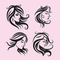 Women icon set, logo flat design, paintbrush, hand draw vector