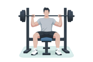 AI generated A man is doing a bench press - cartoon style on a transparent background. png