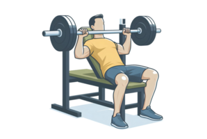 AI generated A man is doing a bench press - cartoon style on a transparent background. png