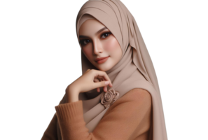 ai gerado uma confiante muçulmano mulher vestindo uma hijab dentro uma transparente fundo png