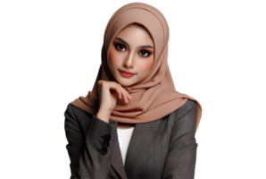 ai generado mujer de negocios vistiendo un hijab con confianza en un transparente antecedentes png