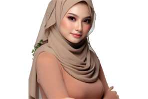 AI generated A confident Muslim woman wearing a hijab in a transparent background PNG