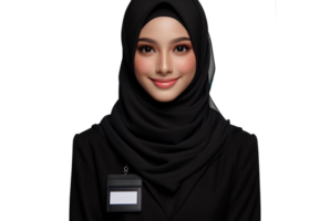 ai genererad skön asiatisk kvinna bär svart hijab transparent bakgrund png