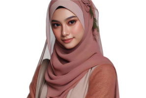 ai gegenereerd een zelfverzekerd moslim vrouw vervelend een hijab in een transparant achtergrond PNG