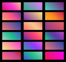 Collection of soft color background gradient. Plates with gradient effect. Vector illustration