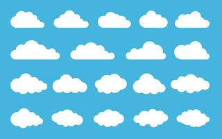 Cloud. Abstract white cloudy set isolated on blue background. Vector illustration