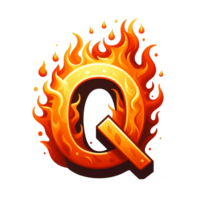 ai generado q - alfabeto letras desde fuego, en dibujos animados estilo, transparente antecedentes png