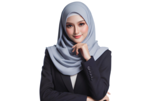 ai generado mujer de negocios vistiendo un hijab con confianza en un transparente antecedentes png