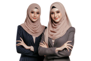 ai generiert Geschäftsfrau tragen ein Hijab selbstbewusst auf ein transparent Hintergrund png