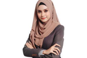 ai gegenereerd zakenvrouw vervelend een hijab vol vertrouwen Aan een transparant achtergrond PNG